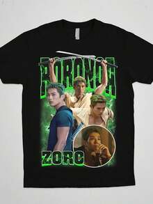 Zoro Roronoa Live Action Men's Black Round Neck Shirt Available In All Sizes, Large Sizes, Loose And Comfortable - Back - View 6