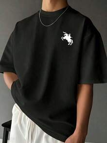 1pc Tween Boy Equestrian Graphic Oversized Short Sleeve Crew Neck T-Shirt, Casual Tee For Kids, Horse Rider PrintPlayeras Niño Camisa Blanca Niño Playera Blanca Niño Camisas Para Niño Ropa de Niño Junior H Niño 67 Ropa de Niño 4 Años Vaquero Niño Ropa Vaquera Niño Papá Caballo Blippi  Spiderman Para Niño  Bob Esponja   Shirt  Playera Amarilla Niño Pacas de Ropa  de 100 Piezas Ofertas Y Liquidaciones De Todo  Ropa Niño Kids Young Boy Casual Printed Short-Sleeved Children's T-Shirt For Boys 100% Cotton Breathable Crew Neck Tee Suitable For School Daily Outdoor Sports And Casual Wear For Kids - Negro - Ver 7