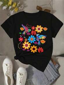 New Women's Short-Sleeved T-Shirt For Autumn/Winter, With A Round Neck, Ideal As A Wardrobe Staple. Featuring A Relaxed Fit And Modern Print, This High-Quality Pure Cotton T-Shirt Offers Comfort And A Pleasant Feel For Everyday Wear. 100% Cotton - 2 - 查看 6
