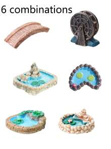 12pcs/Set Miniature Garden Goddess Plant & Floral Decor, Dynamic Flora & Fauna, Lawn Arch Bridge Water Well Landscape DIY Decor Pond Bridge Bonsai Miniature Statue - Multicolor - View 15