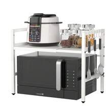 Giá đỡ lò vi sóng 2 tầng có thể điều chỉnh, kệ đựng đồ nhà bếp dày dặn với 6 móc treo. - Trắng - Xem 1