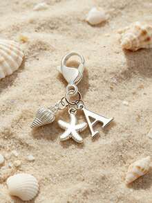 Chaveiro Boho Prateado com Inicial, Concha e Estrela-do-Mar, Chaveiro Personalizado com Letras de A a Z, Pingente para Bolsa com Estética de Férias na Praia, Joia Costeira para Bolsa, Mochila, Carteira e Chaves do Carro. Acessório Boho de Verão para Mulheres, Meninas e Amantes da Praia. Perfeito para Viagens, Férias, Uso Diário e Looks de Resort, Presente Ideal para o Verão de 2026, Aniversário, Formatura, Dia dos Namorados e Presentes de Amizade. - Multicolorido - Ver 8