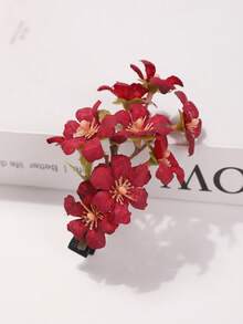 1pc Cherry Blossom Branch Hair Clip, Premium,Hair Barrettes,Hair Claws - 66254 Wine Red - View 5