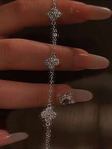 1pc Fashion Heart Double Layer Bracelet - Silver - View 3