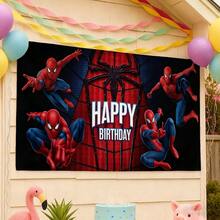 2pcs Marvel Spider-Man Birthday Backdrop Superhero Happy Birthday Party Banner Outdoor Garden Yard Grass Photography Background Wall Hanging Decoration Theme Party Photo Booth Props Studio Backdrop For Fans Celebrations Indoor Room Decor - Nhiều màu - Xem 5