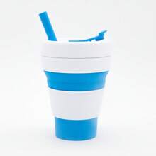 Silicone Coffee Cup, Foldable And Compressible Water Cup, Pocket Cup, Retractable Water Bottle With Straw, 350ml - Coffee-colored With Straw - View 8