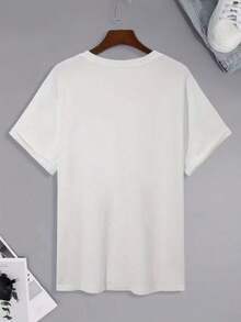 Versatile Casual Loose Fit Short Sleeve T-Shirt With Fun Print, Ideal For Holidays, Work And Everyday Wear - 黃色 - 查看 2
