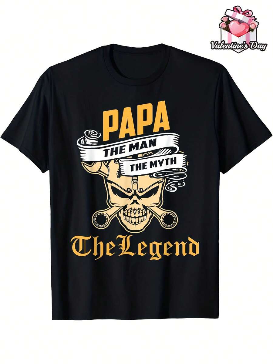 Men's T-Shirts 220G, Gifts For Valentine's Day, Chinese New Year, T-Shirts For Dad, Father's Day T-Shirt, Dad T-Shirt. Great Items, Gift, Fashionable, Unisex, Vintage, Soft, Breathable, Casual - Crew Neck, Regular Fit - Machine Washable, Comfortable. - 黑色 - 查看 1