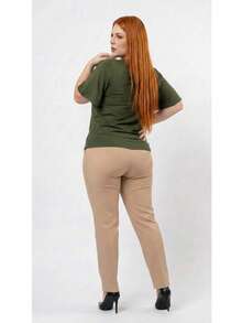 Plus Size Shirt Women's Blouse - Verde militar - Ver 4