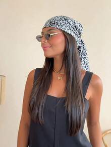 Women's Large Square Satin Scarf 90x90 Elegant Fashion Bandana For Hair And Neck - L36-Cinza - 查看 2