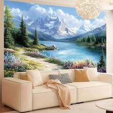 1PC Landscape, Floral, And Seascape Tapestry-Polyester Boho Tapestry Wall Hanging For Living Room, Retro Or Modern Room Decor, Party Backdrop, Photography Studio Wall, Wall Art, Multiple Sizes Available, Hand Wash Or Machine Wash - Multicolor - View 2