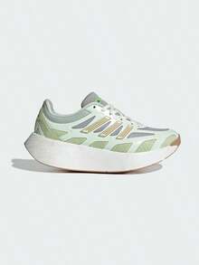 Adidas 女款厚底跑步鞋，訓練健身運動休閒跑步鞋 JR6993，春秋款 - 白色/淺金色/漢玉白色 - 查看 1