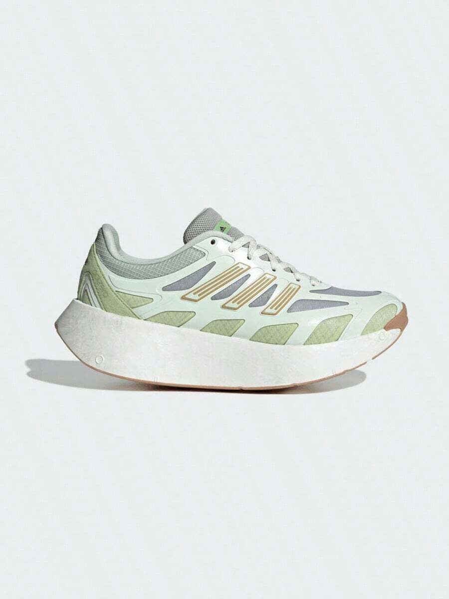 Adidas 女款厚底跑步鞋,訓練健身運動休閒跑步鞋 JR6993,春秋款 - 白色/淺金色/漢玉白色 - 查看 1