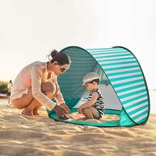 Beach Tent, Quick-Opening Folding Sunshade Tent, Beach Pool Tent, Outdoor Beach Tent, Striped Tent - Multicolor - View 1