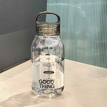 1pc Brown Transparent Scale Water Bottle, Plastic Drinking Cup With Handle Lid, Portable Leak-Proof Water Bottle, Suitable For Back To School, Fitness And Outdoor Activities - Multicolor - View 5