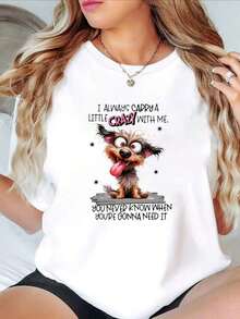 1 Piece Casual Fashion For Men And Women Funny Dog Lover T-Shirt I Always Carry Little Corgi With Me Date Lightweight Everyday Casual Top Soft Round Neck Tee For Pet Owners Machine Washable Spring Summer Clothing Set Essential Cute Gift For Dog Ladies Dog Shirt Summer Clothes Playful Design Comfortable Fit Spring Fashion Cartoon Print Breathable Material Short Sleeve Versatile Shirt For Women, Easy To Match, Suitable For Daily Wear, Urban Style, Holiday Outfits, Weekend Outfits. - 白色 2 - 查看 7