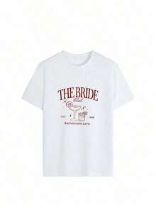 [Free 3-Day Delivery]Women's Short-Sleeved T-Shirt With Round Neck And Letter Print, Casual And Versatile For Everyday Wear. - White - View 3