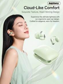 REMAX Earphone Bluetooth OWS dengan daya tahan baterai 32 jam, driver dinamis titanium 12mm untuk suara surround panoramik, peredam kebisingan panggilan Ai ENC, nyaman dipakai seperti awan, dan transmisi suara terarah dengan desain terbuka. - View 3