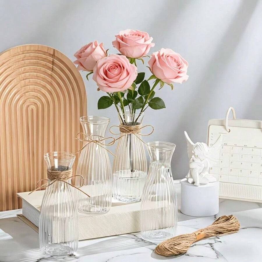 5/10pcs Shatterproof Transparent Plastic Cylinder Vases, Thick Bohemian Style Party Decor Suitable For Various Festivals, Weddings, Birthdays, Home Decor, Centerpieces For Floral Arrangements And Minimalist Dining Table Decorations - B - View 1