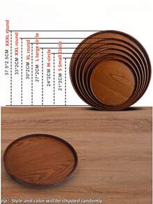 1 pieza Bandeja redonda de madera de nogal natural unisex, textura pulida a mano, múltiples tamaños, pieza única sin costuras, estante de almacenamiento para refrigerador, organizador de cocina minimalista moderno, bandeja para servir sushi, filete y condimentos, barbacoa de patio de verano, fiesta de graduación, esencial para el regreso a la escuela, color aleatorio - Ver 4