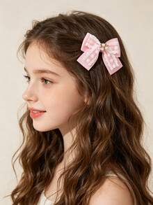 2pcs Girls' New Lace Hair Clips, Ponytail Clips, Birthday Party Decor Bangs Clips - Multicolor - View 2