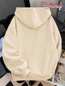 Disney Women's Loose-Fitting Hooded Sweatshirt With Leopard Print And Bow Minnie Mouse Adventure Theme Design. Cute Style, Casual, Comfortable And Versatile, Suitable For Amusement Park Outings. - Màu be - Xem 4