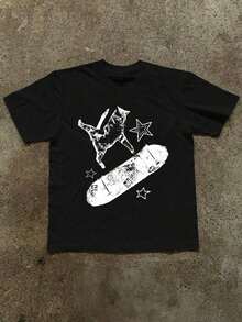 Conçu spécifiquement pour la Fête de la Fête des Pères, le T-shirt minimaliste à manches courtes et col rond imprimé pour femmes  est exclusif à la Fête de l'Indépendance et à la Déclaration d'Indépendance, un T-shirt d'été tendance pour femmes. - Noir 2 - Voir 6