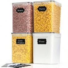 Large 5.2-Liter Canister Lid: 4 Flour Container Labels And Markings | Sealed Storage Cost, Kitchen Utensils. Sugar, Cereals, Cornflakes, Creating an Ideal Kitchen | Dishwasher Durable, Local Warehouse - Übersicht 2