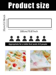 1pc 35*180cm Thanksgiving Table Runner, Featuring Pumpkin And Maple Leaf Patterns, Suitable For Thanksgiving Decoration, Autumn Decor, Kitchen, Tabletop, Home Decor And Holiday Gatherings - Multicolor - View 2
