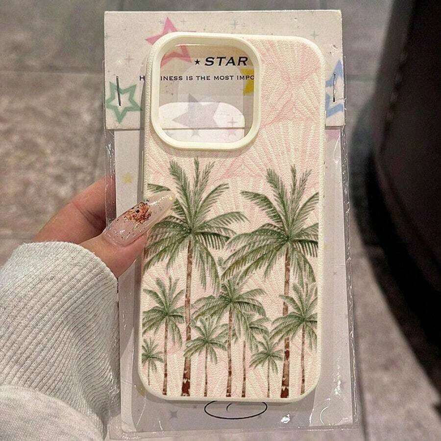 Fashionable Printed Cell Phone Case 20261pc, Vacation Style, TPU Material, Summer Coconut Tree Design, Compatible With Phones, Spring Gift, International Version, Not The National Version - White 6 - View 1