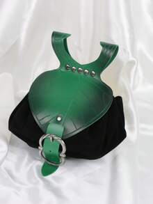 1pc Renaissance Style Forest Elf Waist Bag, Leaf Embossed PU Leather & Velvet Fanny Pack, Suitable For Cosplay And LARP Activities - A - View 7