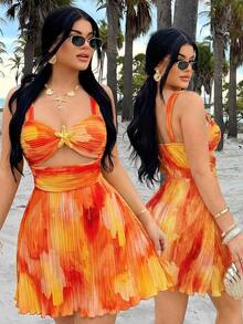 YkhahaYkhahaSHEIN  Vestido mini con decoración de estrella de mar hueca y efecto tie-dye metálico para vacacionesYkhahaYkhaha - Multicolor - Ver 1