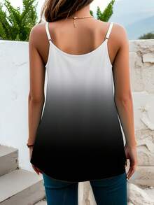 2PCS Plus Size Women's Gradient Pleated Camisole Casual Summer - Black + Red - View 3