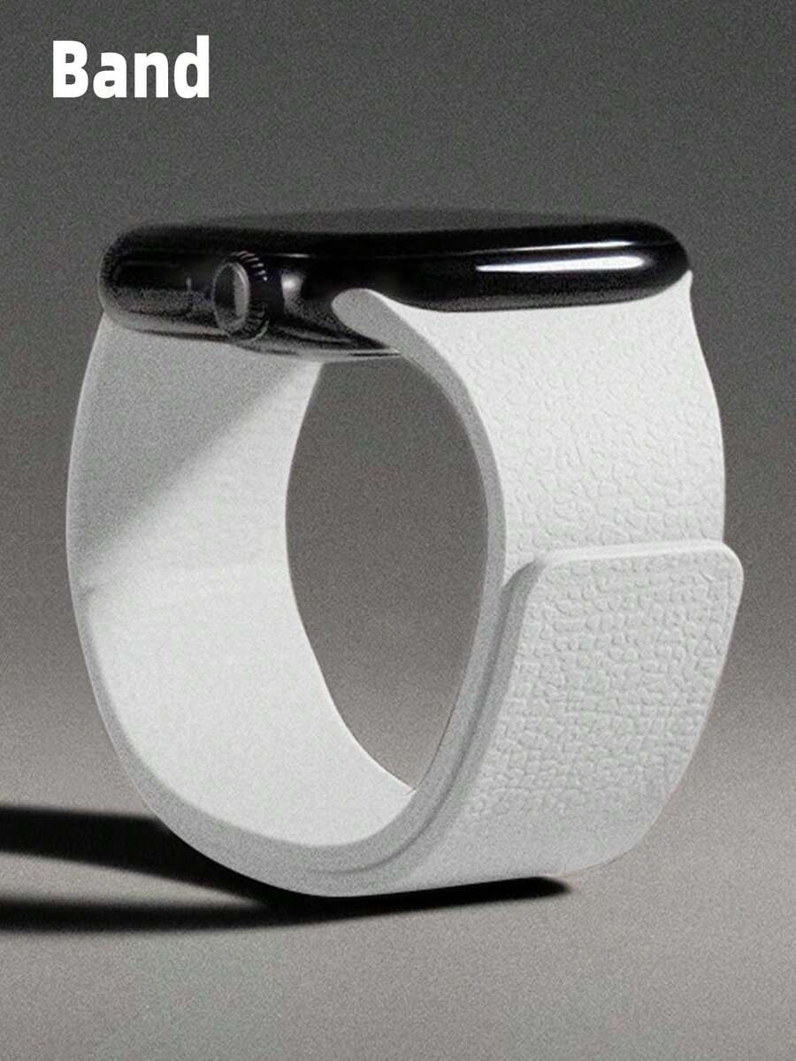 Huastonband 適用於 白色荔枝紋理矽膠錶帶 Series 3/2/SE/S11/S10/S9/S8/S7/S6/S5/S4/S3 Ultra，適合 38 40 41 42 44 45 mm 手錶，時尚創意設計，柔軟舒適，磁吸扣，戶外運動、瑜伽、健身，智慧手錶配件，女性配件，男性配件，夏季海灘派對聚會假期畢業季返校學生同學禮物