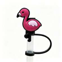 Cute Flamingo Straw Cover, Reusable Silicone Straw Cap, 8mm Dust-Proof Straw Tip, Fits 30 & 40oz Water Cups, Fun Drink Decoration - Multicolor - View 2