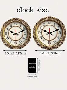 Vintage Elegant Wooden Round Wall Clock | Non-Electric 2D Flat Printing, Suitable For Farmhouse Style Home Decoration, Ideal For Kitchen, Bedroom, Office, Easy To Read, No Ticking Sound, Does Not Include Batteries, Size 25/ 30cm - Multicolor - View 6