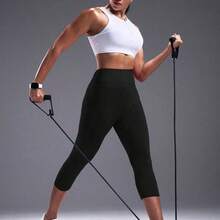 Nana's Women's Clothing Store Powerista Leggings deportivos de unicolor con bolsillos para mujer - Verde lima - Ver 8