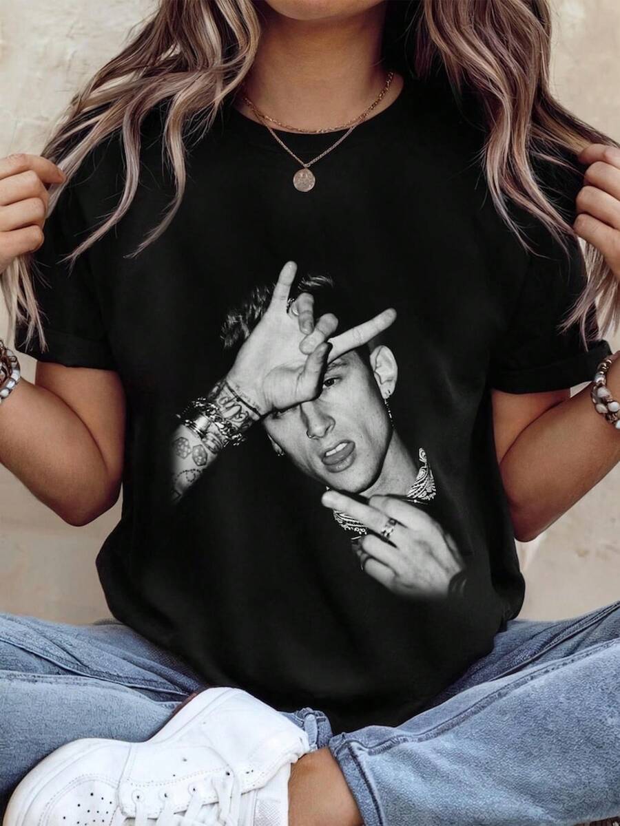 Unisex T-Shirt, Vintage MGK T-Shirt, 90s Rapper T-Shirt, MGK T-Shirt, 90s Retro T-Shirt, Gifts For Fans 7S3W - 黑色 - 查看 1