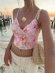 Nueva colección de primavera/verano: Parte superior blanca con flecos y lentejuelas casual y elegante, perfecta para looks inspirados en el romanticismo y el estilo bohemio para el día a día, ir al trabajo, viajar y citas. Ideal para vacaciones de verano en la playa, estilos bohemios, festivales tropicales, conciertos de música country, looks inspirados en Ibiza y atuendos con estilo occidental; conjuntos para vacaciones en la playa; atuendo para invitados de boda en la playa; conjuntos románticos y elegantes adecuados para el hogar, salidas, la playa, looks de moda, ropa casual, ir al trabajo, vacaciones y ocasiones románticas. - Rosa Pálido - Ver 12