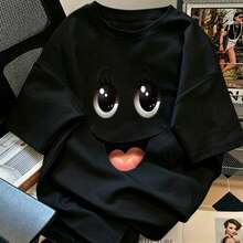 New Season 2026 T-Shirt, Pure Cotton, Fun Design, Ideal For Outings - 黑色 - 查看 1