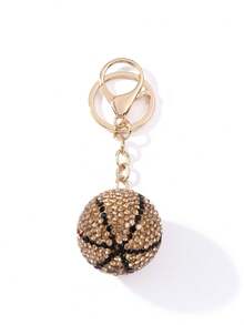 1 pieza Llavero de baloncesto con strass multicolor, colgante de baloncesto totalmente con strass, diseño de lujo con strass brillante, estilo colgante de bolso, llavero imprescindible para amantes del baloncesto - Multicolor - Ver 16