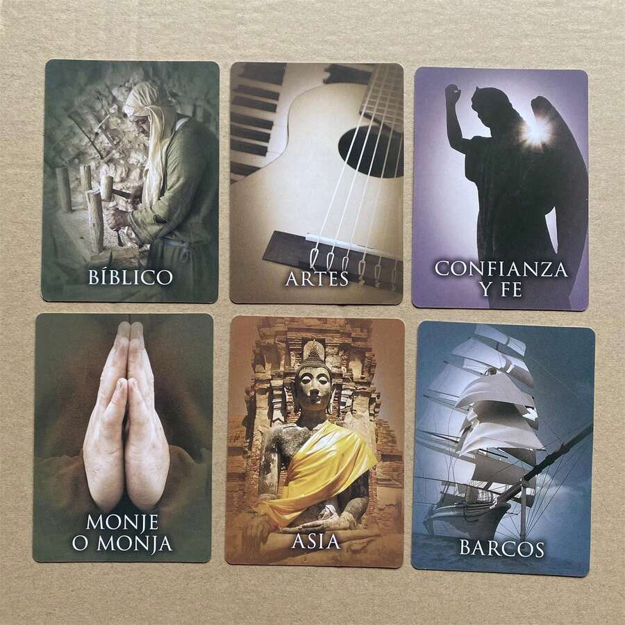 Spanish Language Past Life Oracle Cards For Family Party Board Game, Fortune Telling Game, Beginners Cards (Pdf-Guidebook) - Khaki - View 1