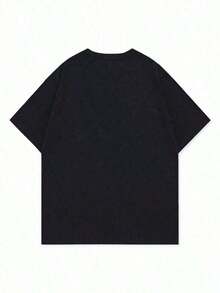 Camiseta de manga corta estampada minimalista para hombre Simple Studio, 100% algodón puro 180GSM, tallas S-3XL, cómoda y transpirable, esencial para el verano, tops casuales de moda para el día a día, camiseta básica estilo urbano para el Día de los Caídos, unisex para parejas, atuendo universal para hombres y mujeres. - Negro - Ver 4