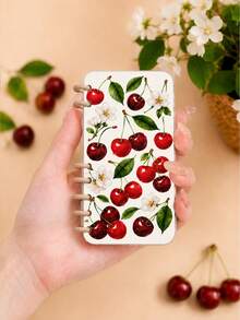 1件紅色櫻花花卉印花透明書本式手機殼，防摔，適用於Apple 16/16PRO/16PLUS/16PROMAX/11/11pro/11promax/12/12pro/12promax/13/13pro/13promax/14/14plus/14pro/14promax/15/15plus/15pro/15promax,/17/Air17pro/17promax，送給朋友、同學、閨蜜的禮物，書本式 - 彩色 - 查看 1