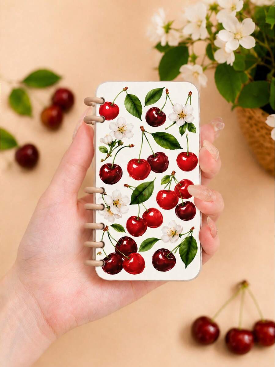 1件紅色櫻花花卉印花透明書本式手機殼,防摔,適用於Apple 16/16PRO/16PLUS/16PROMAX/11/11pro/11promax/12/12pro/12promax/13/13pro/13promax/14/14plus/14pro/14promax/15/15plus/15pro/15promax,/17/Air17pro/17promax,送給朋友、同學、閨蜜的禮物,書本式 - 彩色 - 查看 1