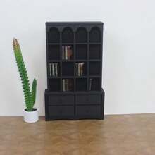 1pc Mini White/Black Bookshelf And 100pcs Random Style Mini Books - DIY Dollhouse And Micro Landscape Room Bookshelf Model To Relieve Anxiety - Multicolor - View 6