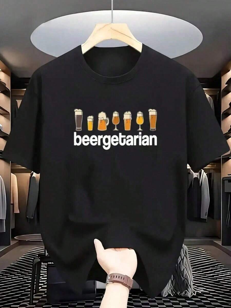 Men's Casual Short Sleeve T-Shirt, Breathable And Outdoor Perfect Birthday Or Holiday Gift Choice For Friends, Family, Boyfriend Or Girlfriend - 黑色 - 查看 1