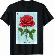 La Rosa Card Mexican Lottery T-Shirt For Men, Women, And Children; Graphic T-Shirts, Crop Tops, Sets, Art T-Shirts, Women's Sportswear, Casual Blouses For Ladies - 黑色 - 查看 2