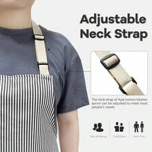 2Pack Adjustable Kitchen Apron For Women Men With 2 Pockets,Cotton-Polyester Blend Bib Aprons For Cooking,Baking - 2pcs - 查看 7