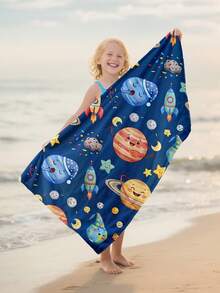 1 buc. Prosop de plajă pentru copii cu ilustrații Cosmic Planet, pătură de plajă extra mare din microfibră super moale, prosop de baie super absorbant, potrivit pentru călătorii, piscină, scufundări, surfing, yoga, camping, disponibil în mai multe dimensiuni, accesorii de plajă - Multicolor - Vizualizare 8